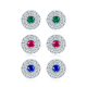 Round-Cut Lab-Created Gemstone Floral Halo Stud Earrings in 925 Sterling Silver