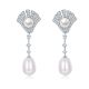 Freshwater Pearl Fan Drop Earrings in 925 Sterling Silver