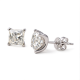 Princess-Cut Moissanite Classic Four-Prong Stud Earrings in 925 Sterling Silver