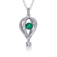 Round-Cut Lab Emerald Twisted Cage Pendant Necklace in 925 Sterling Silver