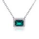 Emerald-Cut Zambia-Green Lab Emerald Halo Pendant Necklace in 925 Sterling Silver
