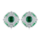Princess-Cut Lab Gemstone Art Deco Halo Stud Earrings in 925 Sterling Silver
