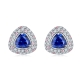 Trillion-Cut Blue Sapphire Halo Stud Earrings in 925 Sterling Silver