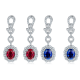 Oval-Cut Lab-Created Gemstone Halo Drop Earrings in 925 Sterling Silver
