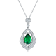 Pear-Cut Emerald-Green Moissanite Art Deco Drop Pendant Necklace in 925 Sterling Silver