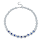 Round-Cut Lab Sapphire Floral Halo Statement Necklace in 925 Sterling Silver