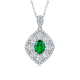 Oval-Cut Lab Gemstone Art Deco Fan Halo Necklace in 925 Sterling Silver