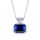 Emerald-Cut Lab Sapphire Minimalist Pendant Necklace in 925 Sterling Silver