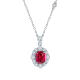 Rectangular-Cut Lab Ruby Halo Pendant Necklace in 925 Sterling Silver