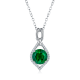 Round-Cut Lab Emerald Open Halo Pendant Necklace in 925 Sterling Silver