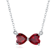 Heart-Cut Lab-Created Ruby Butterfly Pendant Necklace in 925 Sterling Silver