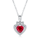 Heart-Cut Lab Ruby Bow Halo Pendant Necklace in 925 Sterling Silver