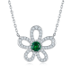 Round-Cut Lab Gem Floral Pendant Necklace in 925 Sterling Silver