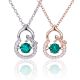 Round-Cut Lab Emerald Floral Teardrop Pendant Necklace in 925 Sterling Silver