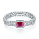 Emerald-Cut Lab-Created Ruby Halo Leaf-Link Tennis Bracelet