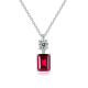Emerald-Cut Ruby Two-Stone Drop Pendant Necklace in 925 Sterling Silver