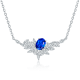 Lab-Created Sapphire Floral Cluster Pendant Necklace in 925 Sterling Silver