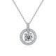 Round-Cut Moissanite Open Circle Halo Pendant Necklace in 925 Sterling Silver