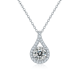 Round-Cut Moissanite Teardrop Halo Pendant Necklace in Sterling Silver
