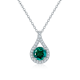 Lab-Created Emerald Teardrop Halo Pendant Necklace in 925 Sterling Silver