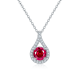 Round-Cut Ruby Teardrop Halo Pendant Necklace in 925 Sterling Silver