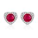 Round-Cut Lab Ruby & Sapphire Heart Halo Stud Earrings in 925 Sterling Silver