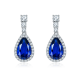 Pear-Cut Lab-Created Gemstone Halo Drop Earrings in 925 Sterling Silver