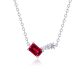 Emerald-Cut Lab Ruby Asymmetrical Three-Stone Pendant Necklace