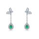 Pear-Cut Lab Emerald Butterfly Halo Drop Earrings in 925 Sterling Silver