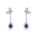 Pear-Cut Lab-Created Sapphire Butterfly Halo Drop Earrings in 925 Sterling Silver