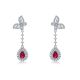 Pear-Cut Lab Ruby Butterfly Halo Drop Earrings in 925 Sterling Silver