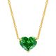 Green Heart-Cut Solitaire Pendant Necklace in 925 Sterling Silver