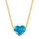 Blue Heart-Cut High-Carbon Stone Solitaire Necklace in 925 Sterling Silver