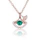 Round-Cut Lab Emerald Fan Leaf Pendant Necklace in 925 Sterling Silver