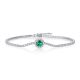 Lab-Created Emerald Round Halo Tennis Bracelet in 925 Sterling Silver
