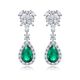 Pear-Cut Lab Emerald Floral Halo Drop Earrings in 925 Sterling Silver