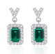 Emerald-Cut Gemstone Halo Drop Earrings in 925 Sterling Silver