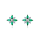 Lab Emerald Marquise-Cut Floral Cluster Stud Earrings in 925 Sterling Silver