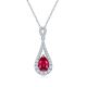 Pear-Cut Lab Gemstone Halo Drop Pendant Necklace in 925 Sterling Silver