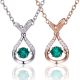 Round-Cut Lab Emerald Teardrop Pendant Necklace in 925 Sterling Silver