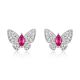 Marquise-Cut Colored Gem Butterfly Stud Earrings in 925 Sterling Silver