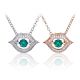 Round-Cut Lab-Created Emerald Evil Eye Pendant Necklace in 925 Sterling Silver