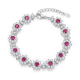 Round-Cut Lab Gem Floral Halo Tennis Bracelet in 925 Sterling Silver