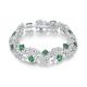 Cushion-Cut Lab Emerald Floral Cluster Tennis Bracelet in 925 Sterling Silver