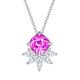 Lab-Created Padparadscha Cushion-Cut Floral Pendant Necklace in 925 Sterling Silver