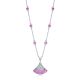 Round Lab-Created Pink Sapphire Fan Pendant Necklace in 925 Sterling Silver