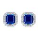 Octagon-Cut Lab Sapphire Art Deco Halo Stud Earrings in 925 Sterling Silver