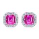 Lab-Created Padparadscha Asscher-Cut Halo Stud Earrings in 925 Sterling Silver