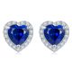 Heart-Cut Lab Sapphire Halo Stud Earrings in 925 Sterling Silver