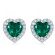 Heart-Cut Green Created Gemstone Halo Stud Earrings in 925 Sterling Silver